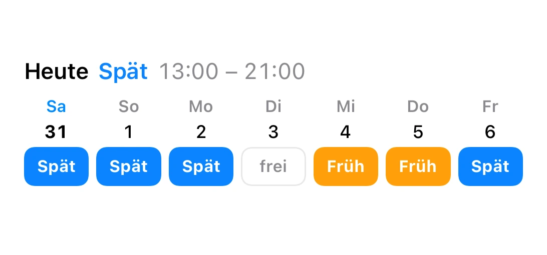 Widget Woche mit den nächsten sieben Tagen